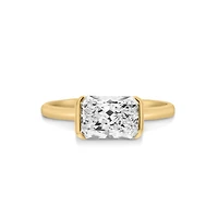Elongated Radiant Engagement Ring with 2.00 Carat Lab Created Diamond in 14kt Yellow Gold