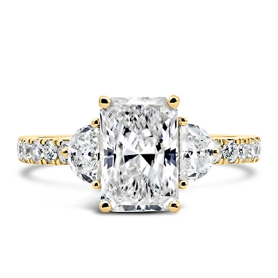 Rectangle Cut Engagement Ring with 2.70 Carat TW of Lab Created Diamonds in 14kt Yellow Gold