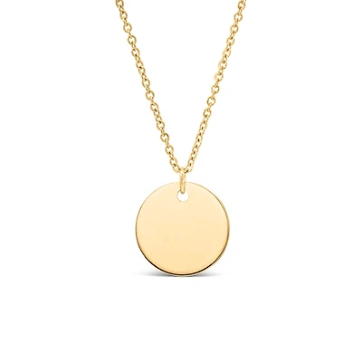 Disc Pendant in Gold Tone Stainless Steel with 16-18″ Chain