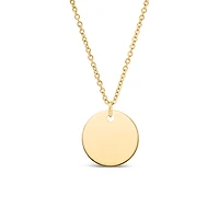 Disc Pendant in Gold Tone Stainless Steel with 16-18″ Chain