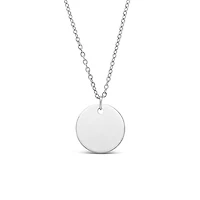 Disc Pendant in Silver Tone Stainless Steel with 16-18″ Chain