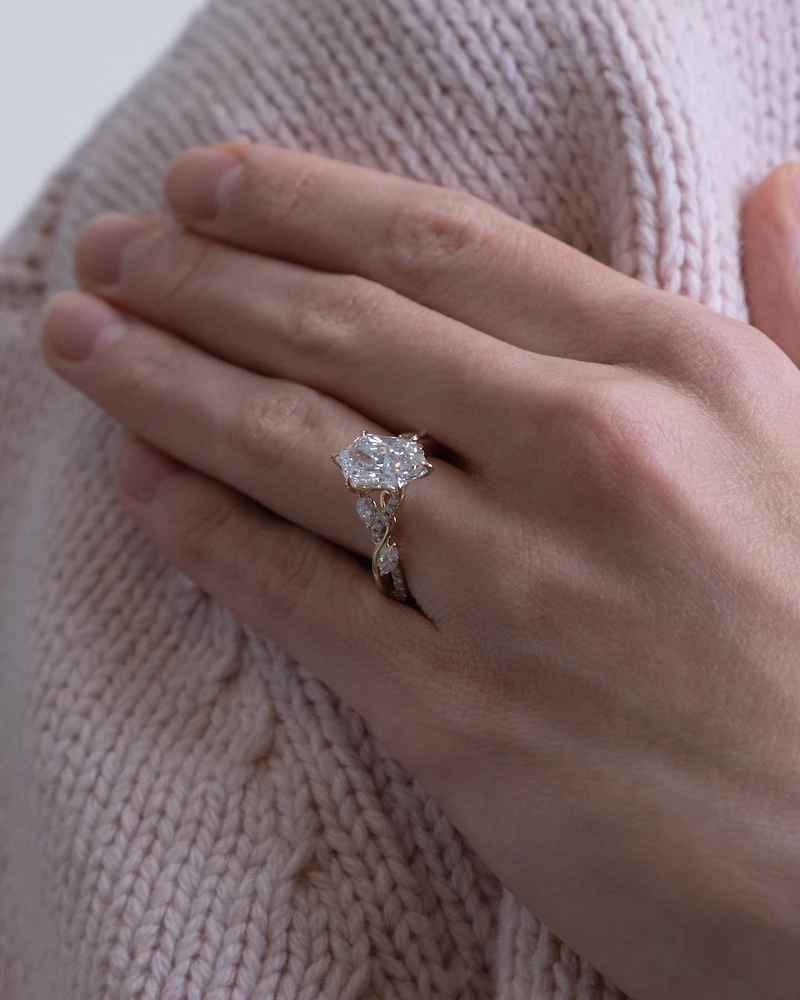 Dutch Marquise Engagement Ring with Carat TW of Lab Created Diamonds in 14kt Yellow Gold