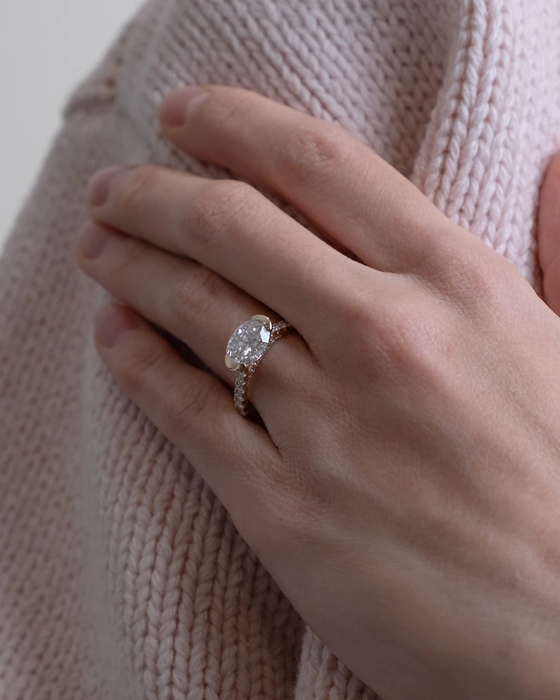 Oval Pave Engagement Ring with 2.52 Carat TW of Lab Created Diamonds in 14kt Yellow Gold