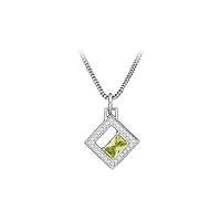 Pendant with Peridot and Cubic Zirconia in Sterling Silver with Chain