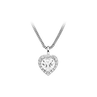 Heart Pendant with Cubic Zirconia in Sterling Silver with Chain