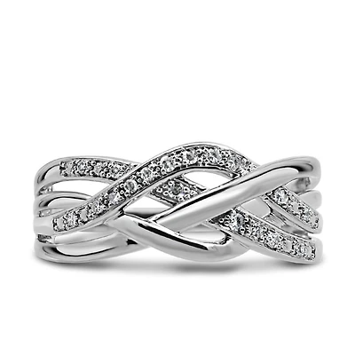 Braided Ring with .10 Carat TW of Diamonds in 10kt White Gold