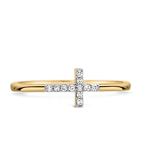 East West Cross Ring with .05 Carat TW of Diamonds in 10kt Yellow Gold