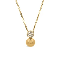 7MM Ball Pendant with Cubic Zirconia in Gold Plated Sterling Silver with Chain
