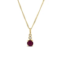 Pendant with Ruby and White Topaz in 10kt Yellow Gold with Chain