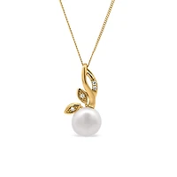 Pendant with 8.5mm Freshwater Pearl and .04 Carat TW of Diamonds in 10kt Yellow Gold with Chain