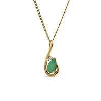 Pendant with Emerald and .01 Carat Diamond in 10kt Yellow Gold with Chain