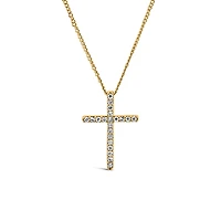 Cross Pendant with .06 Carat TW of Diamonds in 10kt Yellow Gold with Chain