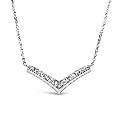17.75″ Chevron Necklace with Cubic Zirconia in Sterling Silver