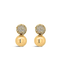 7MM Ball Earrings with Cubic Zirconia in Gold Plated Sterling Silver