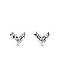 Chevron Earrings with Cubic Zirconia in Sterling Silver