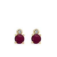 Earrings with Ruby and White Topaz in 10kt Yellow Gold