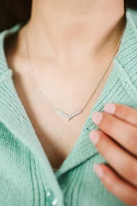 17.75″ Chevron Necklace with Cubic Zirconia in Sterling Silver