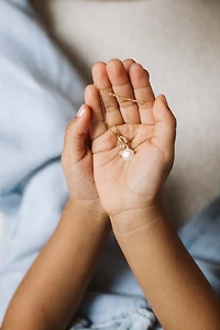 Pendant with 8.5mm Freshwater Pearl and .04 Carat TW of Diamonds in 10kt Yellow Gold with Chain