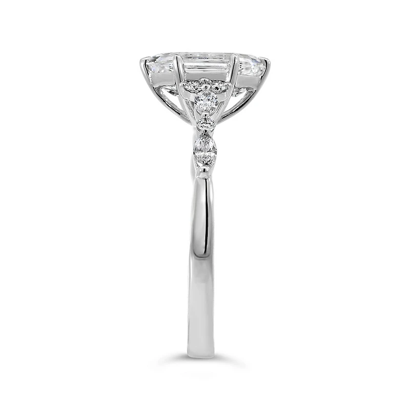 Elongated Hexagon Engagement Ring with 1.80 Carat TW of Lab Created Diamonds in 14kt White Gold
