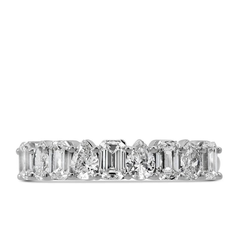 Emerald Cut and Pear Shape Lab Created Diamond Wedding Band with 1.50 Carat TW in 14kt White Gold