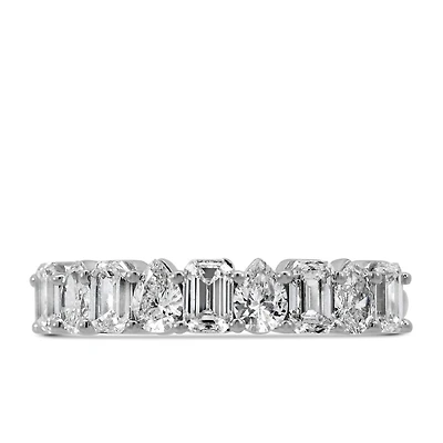 Emerald Cut and Pear Shape Lab Created Diamond Wedding Band with 1.50 Carat TW in 14kt White Gold