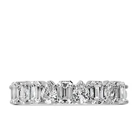 Emerald Cut and Pear Shape Lab Created Diamond Wedding Band with 1.50 Carat TW in 14kt White Gold