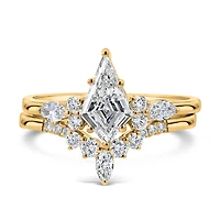 Kite Cut Engagement Ring Set with 1.50 Carat TW of Lab Created Diamonds in 14kt Yellow Gold