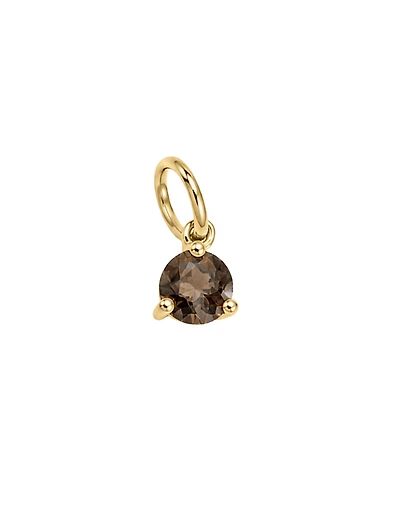 4mm Smoky Quartz Charm in 10kt Yellow Gold