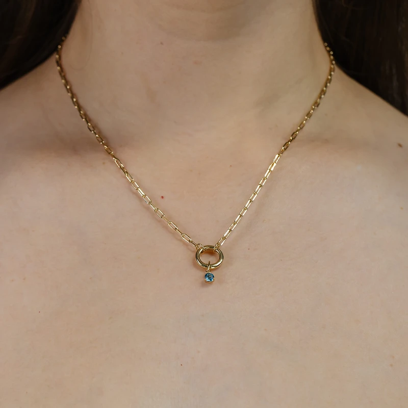 4mm Blue Topaz Charm in 10kt Yellow Gold
