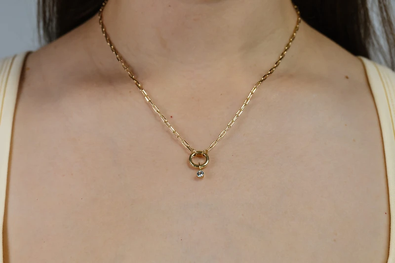 4mm Aquamarine Charm in 10kt Yellow Gold