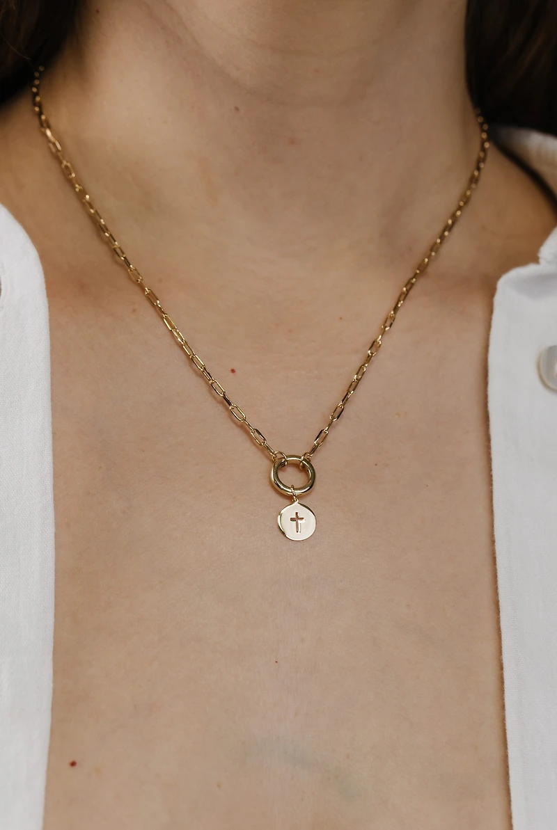 Cross Cutout Charm in 10kt Yellow Gold