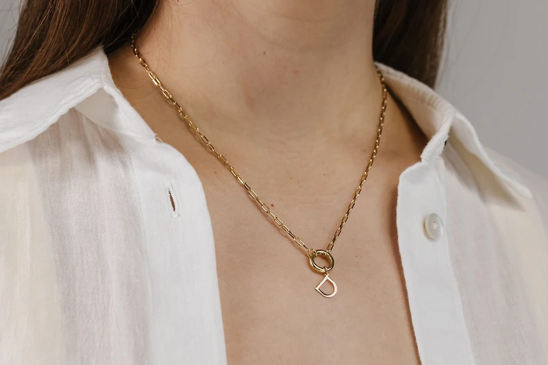 “D” Initial Charm in 10kt Yellow Gold