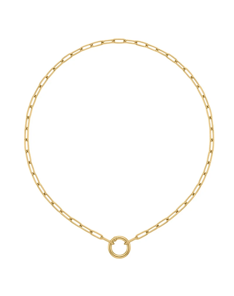 Paperclip Charm Bracelet in 10kt Yellow Gold