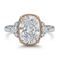 Cushion Cut Engagement Ring with 3.25 Carat TW of Lab Created Diamonds in 14kt White and Rose Gold