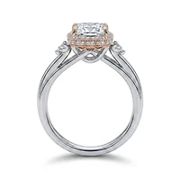 Cushion Cut Engagement Ring with 3.25 Carat TW of Lab Created Diamonds in 14kt White and Rose Gold