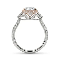 Cushion Cut Engagement Ring with Carat TW of Lab Created Diamonds in 14kt White and Rose Gold