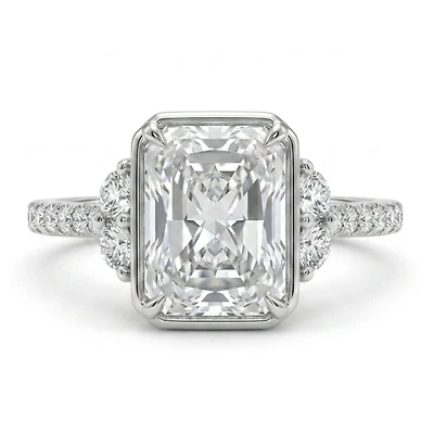 Elongated Radiant Engagement Ring with Carat TW of Lab Created Diamonds in 14kt Gold