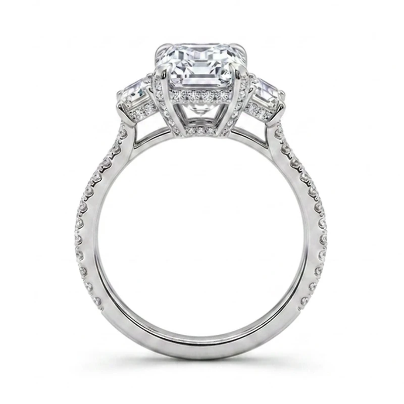 Elongated Radiant Engagement Ring with Carat TW of Lab Created Diamonds in 14kt Gold