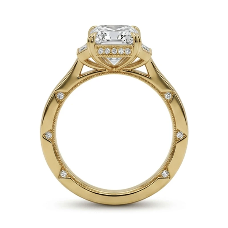 Elongated Radiant Engagement Ring with 3.25 Carat TW of Lab Created Diamonds in 14kt Yellow Gold