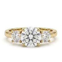 Round Three Stone Engagement Ring with 3.50 Carat TW of Lab Created Diamonds in 14kt Yellow Gold
