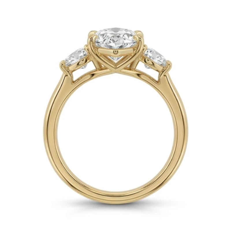 Round Three Stone Engagement Ring with 3.50 Carat TW of Lab Created Diamonds in 14kt Yellow Gold