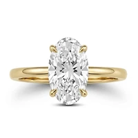 Moval Solitaire Engagement Ring with 2.00 Carat of Lab Created Diamond in 14kt Yellow Gold
