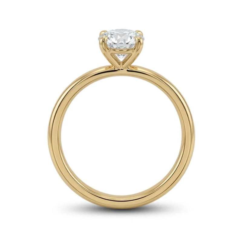 Moval Solitaire Engagement Ring with 2.00 Carat of Lab Created Diamond in 14kt Yellow Gold
