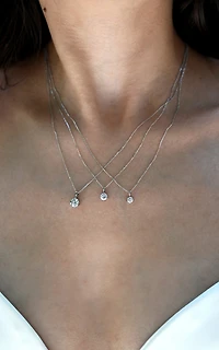 Round Pendant with Carat Lab Created Diamond in 10kt White Gold with Chain