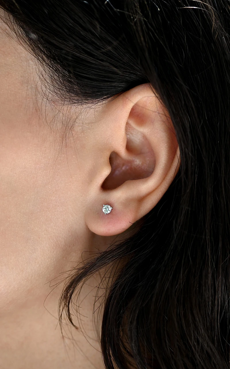 Round Martini Stud Earrings with Carat TW of Lab Created Diamonds in 10kt White Gold