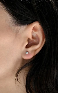 Round Martini Stud Earrings with Carat TW of Lab Created Diamonds in 10kt White Gold