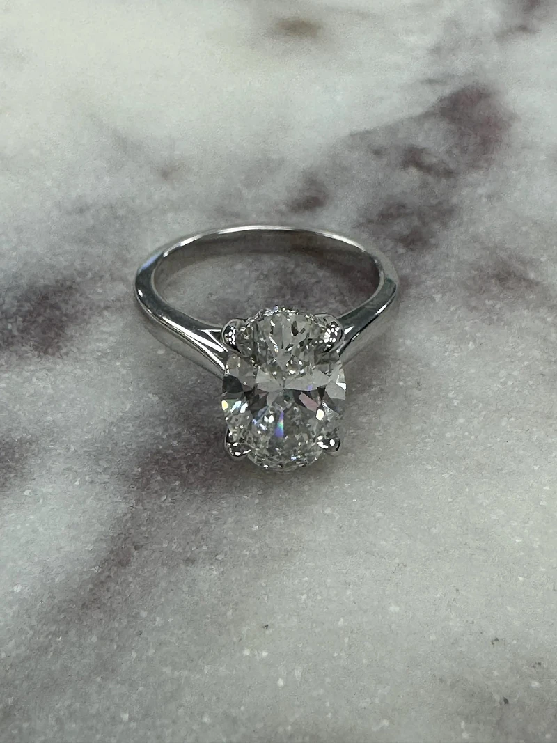 Oval Engagement Ring with 2.15 Carat TW of Lab Created Diamonds in 14kt White Gold