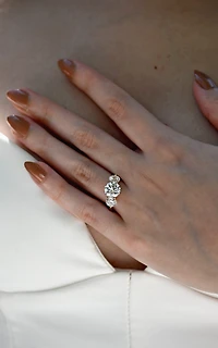 Round Three Stone Engagement Ring with 3.50 Carat TW of Lab Created Diamonds in 14kt Yellow Gold