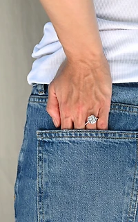 Elongated Radiant Engagement Ring with Carat TW of Lab Created Diamonds in 14kt Gold