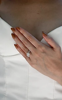 Cushion Cut Engagement Ring with Carat TW of Lab Created Diamonds in 14kt White and Rose Gold